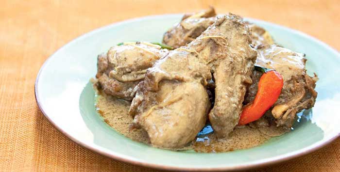 filipino food adobong manok or chicken adobo recipe with gata or coconut milk
