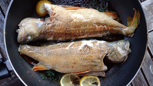 fish in a nonstick pan