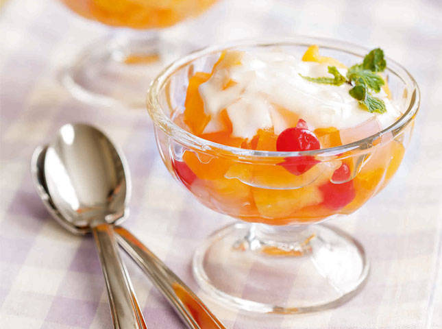 healthy fruit salad with yogurt