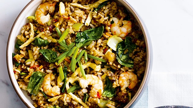 shrimp fried rice in a bowl