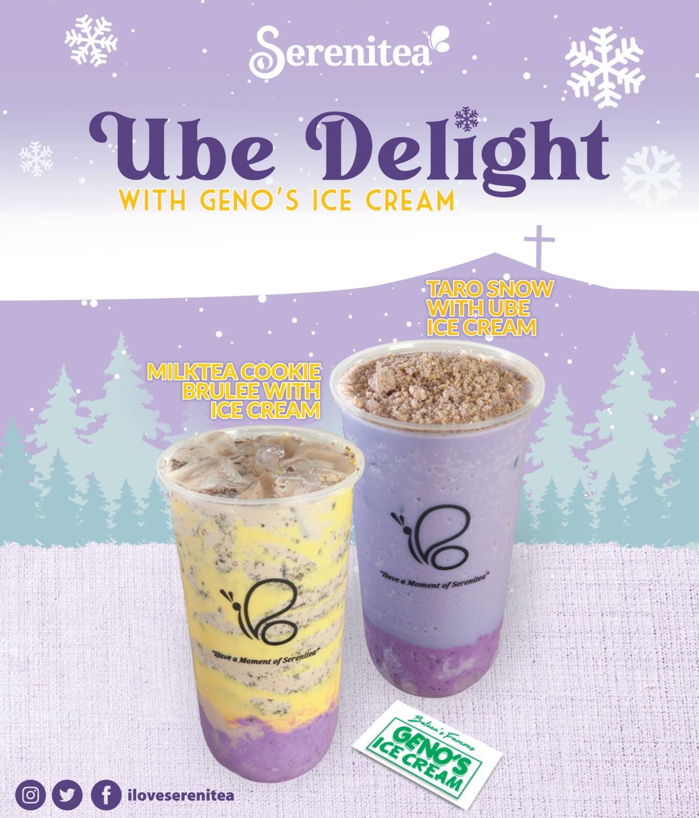 Serenitea's Milk Tea Cookie Brulee and Taro Snow With Geno's Ube Ice Cream