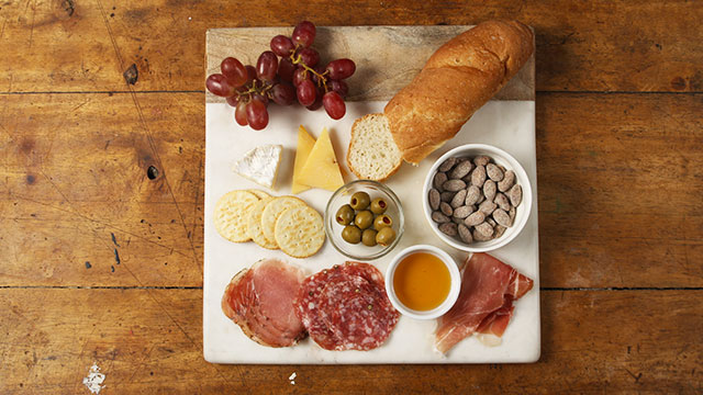 baguette meat and cheese platter