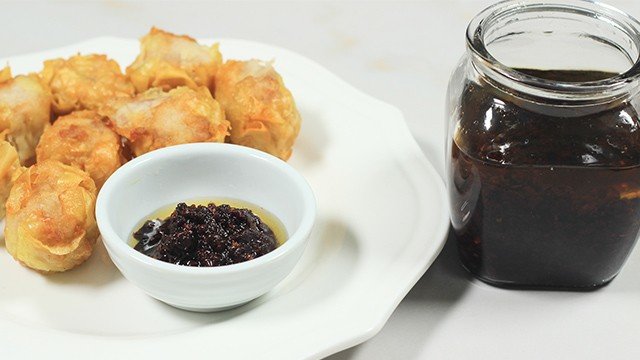 Fried siomai with Garlic chili oil