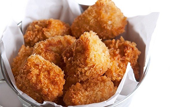 fried cashew coated chicken nuggets