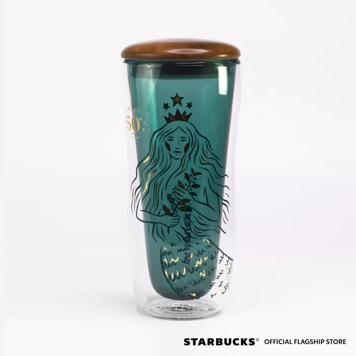 Starbucks 50th Anniversary Glass Sirens Tail Mug, 12oz