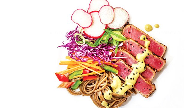 Seared Tuna, Soba Noodle and Cucumber Salad Bento Box Recipe