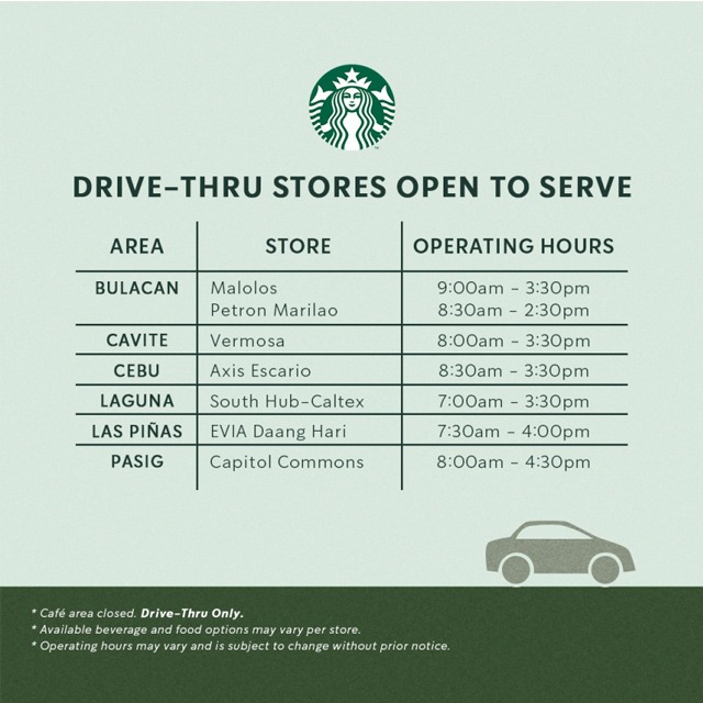 Here Are All The Starbucks Branches Open For DriveThru