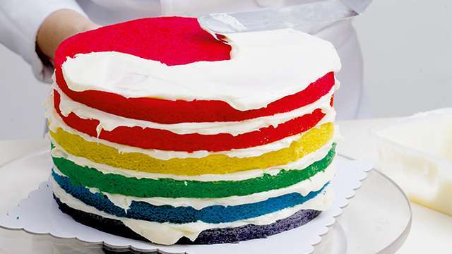 Textured Rainbow Cake – Crumbs & Doilies