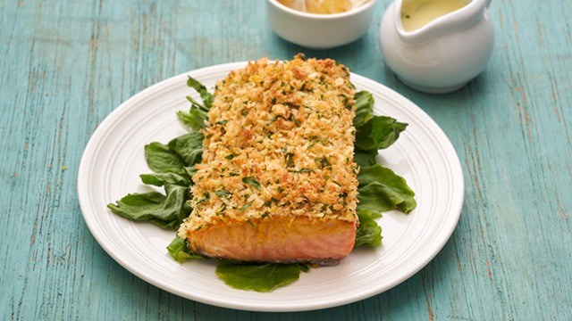 Breaded Salmon with Lemon Cream Sauce Recipe