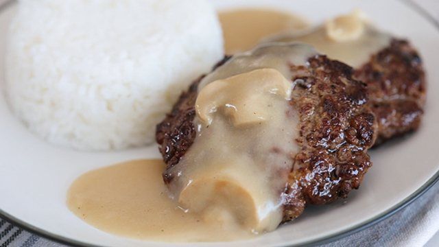 This burger steak recipe is a simple burger doused in a delicious mushroom gravy that you have at home.