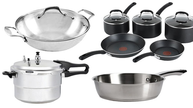 Cookware, pots, and pans compatible with an induction cooker