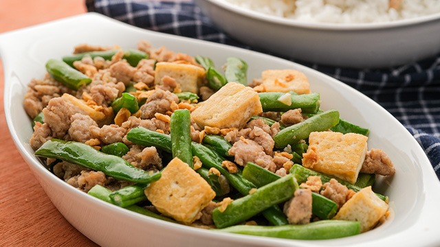 green beans with ground pork and tofu