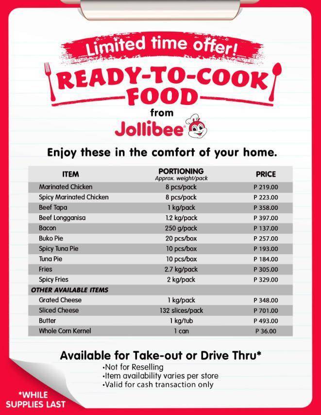 Jollibee Ready-To-Cook Food Products