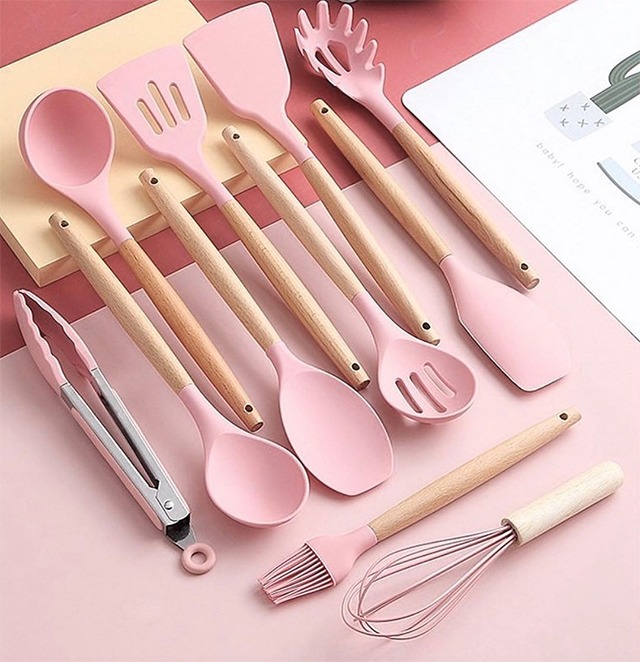 Silicone Cooking Utensils, Pink Baking Utensils