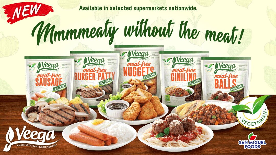 San Miguel Foods’ Veega line: meat-free sausage, burger patty, nuggets, giniling, and meatballs