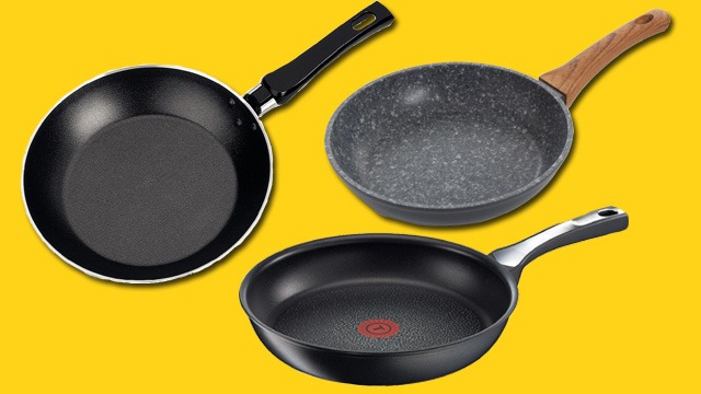 Collage of nonstick fry pans