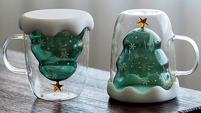 Double Cup Glass Wall Stars, Cute Double Wall Glass Mug