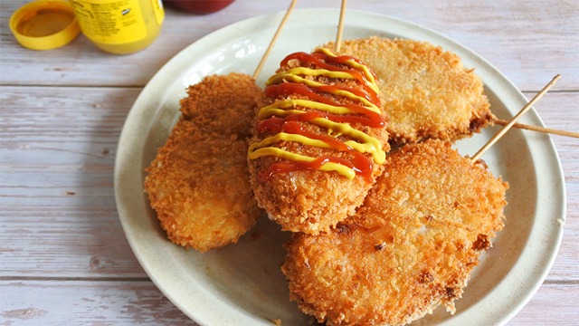 Korean Corn Dog Photos, Images and Pictures