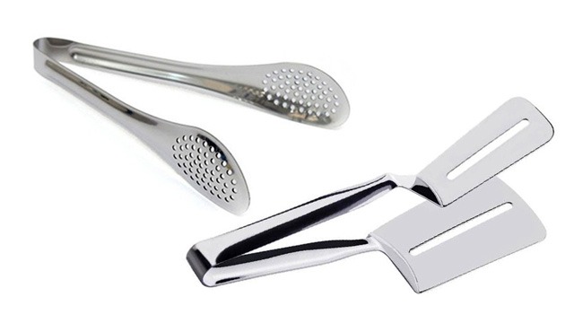 A set of different serving tongs