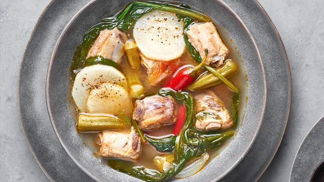 sinigang in a shallow bowl