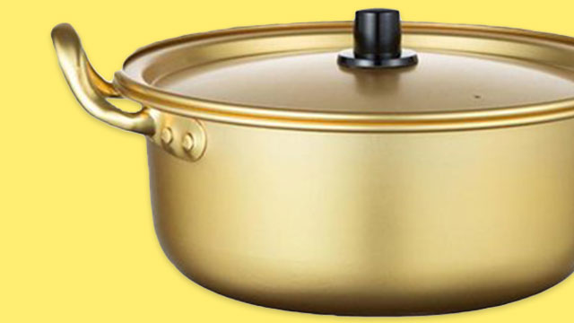 golden or brass korean noodle or ramyun pot