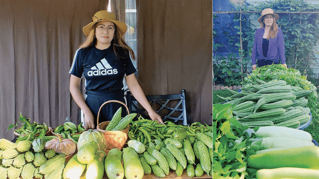 Mia Uy, a Filipina nurse living in the United States, plants and sells "Bahay Kubo" crops, talipapa-style.