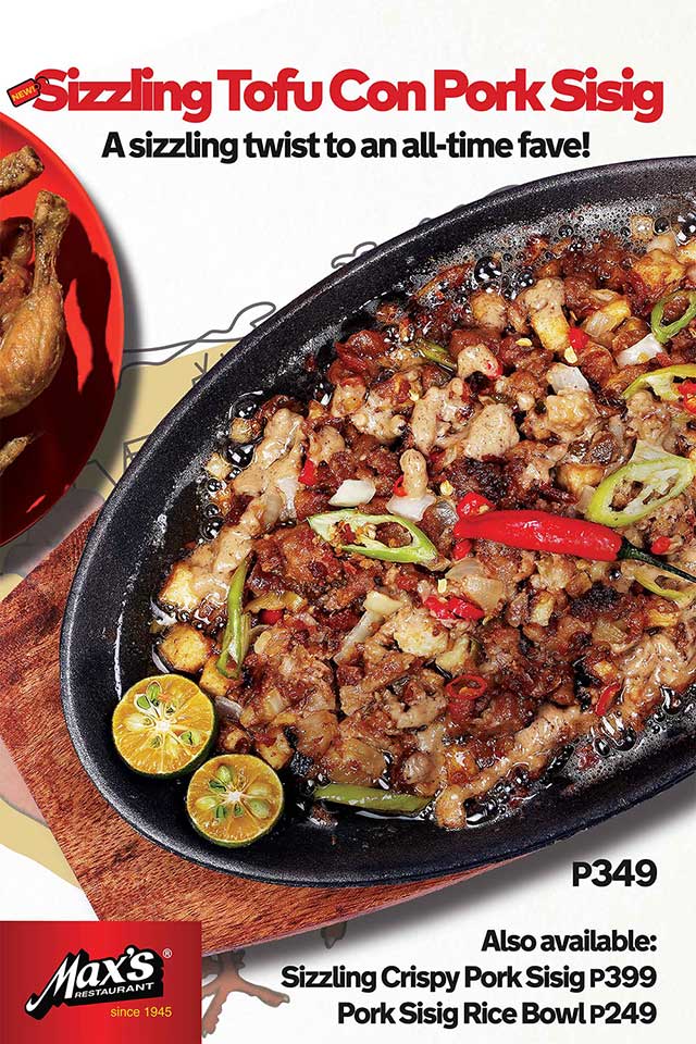 Max's Restaurant Sizzling Tofu Con Pork Sisig