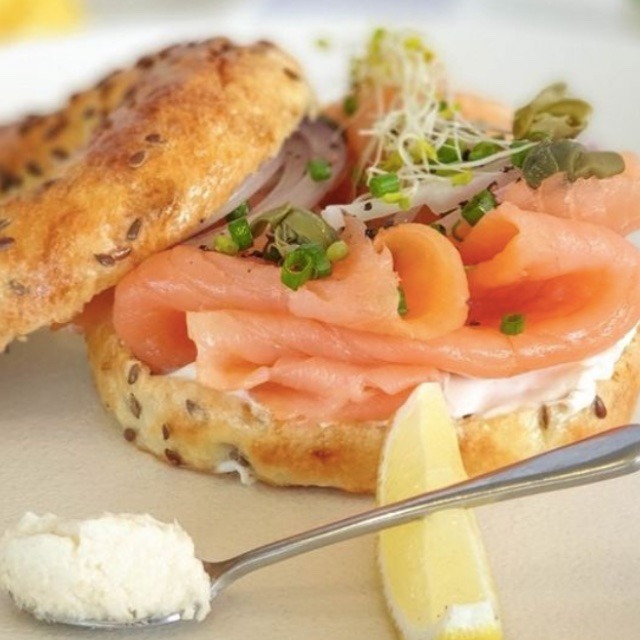 smoked salmon bagel from Breakfast at Antonio's in Tagaytay