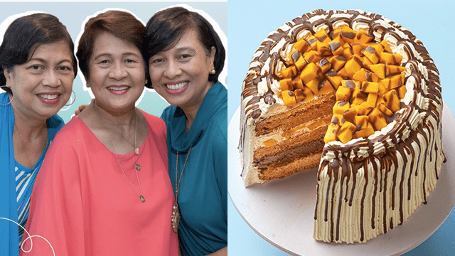 the Conti sisters of Conti's Bakeshop & Restaurant and the mango bravo cake
