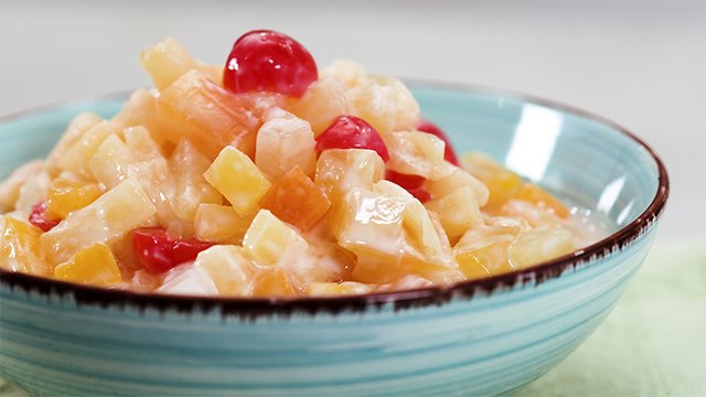 This fruit salad is made lighter yet maintains its creaminess by using yogurt instead of cream for its dressing.