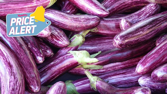 fresh eggplants or talong in the market palengke