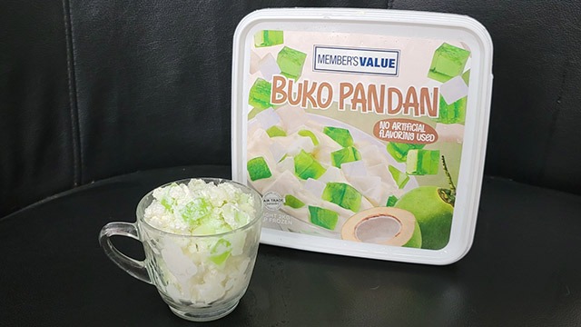 s&r member's value buko pandan in the tub and in a glass cup