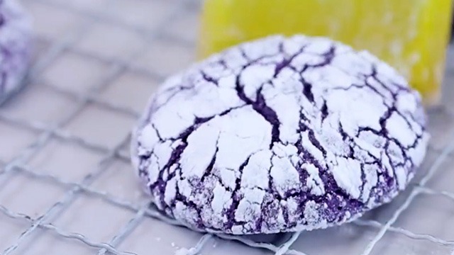 purple ube crinkles with real ube halaya or ube jam