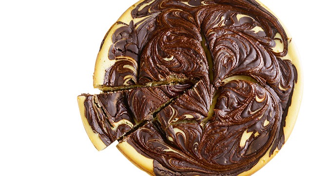 New York graham cheesecake with chocolate swirls
