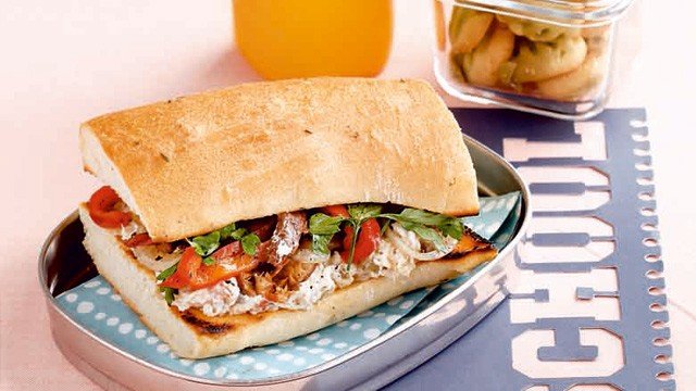 chicken and grilled vegetable sandwich