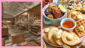 left: the Manila Hotel Cafe Ilang-Ilang, Right: Guevarra's pancakes spread
