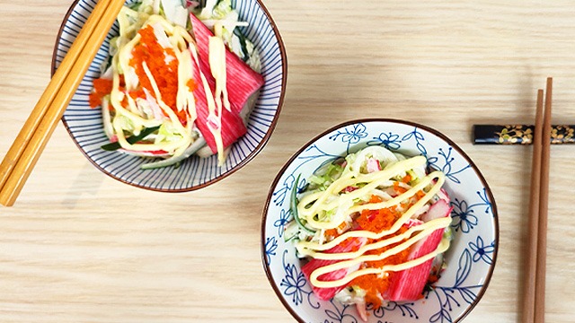 kani salad in two bowls