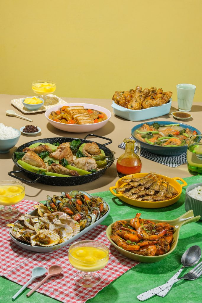 All the featured recipes of Yummy.ph's May 2023 digital issue: summer mango mousse, sugpo sinigang sa buko, patis-glazed chicken, lechon kawali binagoongan with gata, grilled seafood with atsuete calamansi sauce