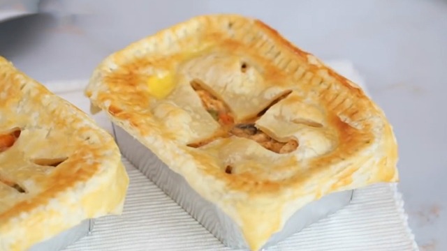 pot pie filled with a creamy chicken pastel filling