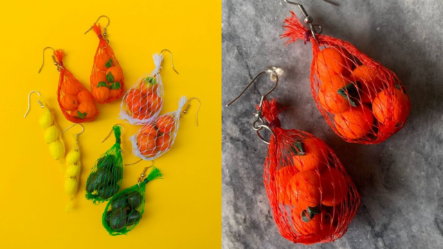 fruit produce bag earrings from craftlux on shopee