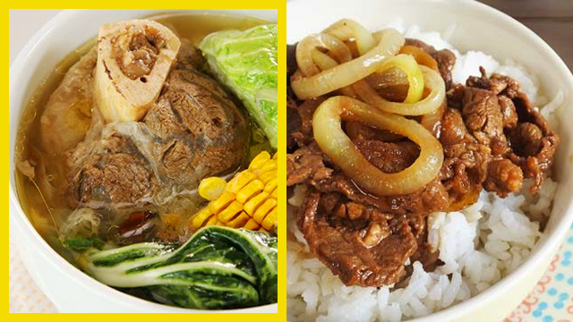 These are both classic Filipino ulam dishes: bulalo and bistek tagalog