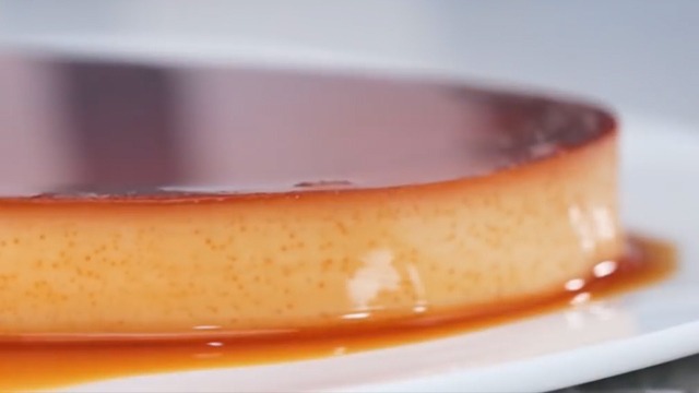 leche flan flavored with strawberries