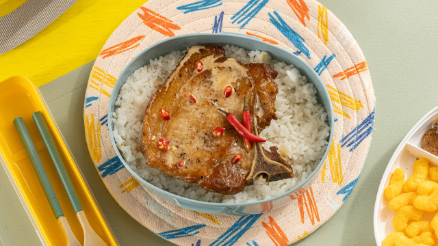 fried pork chops in bicol express sauce or spicy coconut sauce