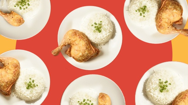 Max's fried chicken plate with steamed rice