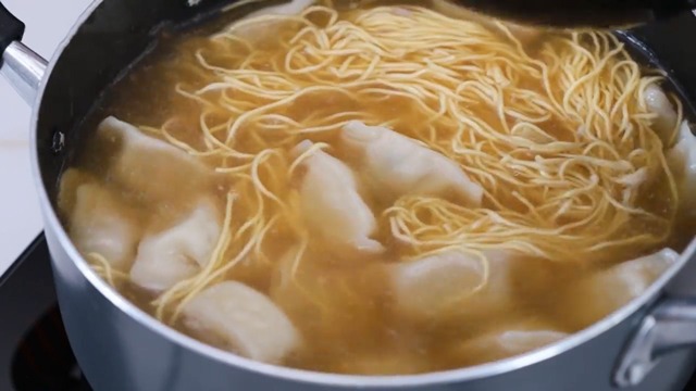 noodles and dumplings in soup