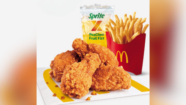 McDonald's Janyary 2024 limited time offer Spicy McWings and Sprite PeaChee Fruit Fizz meal